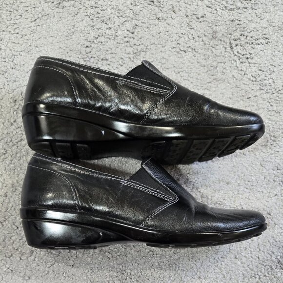 Naturalizer Winnie Black Leather Low Wedge Slip On Loafers N5 Comfort WIDE 7.5W - Picture 7 of 11